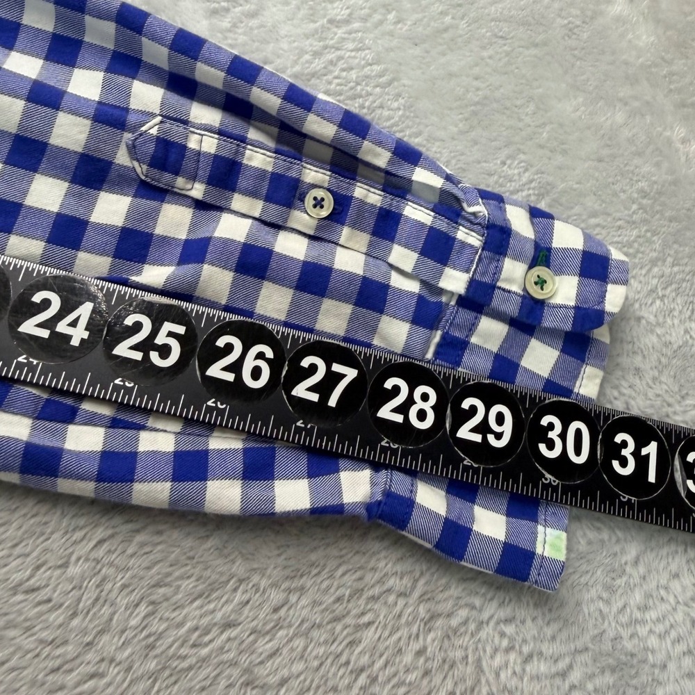 Talbots Top Womens Large Blue White Gingham Plaid Button Up Long Sleeve - Picture 6 of 8